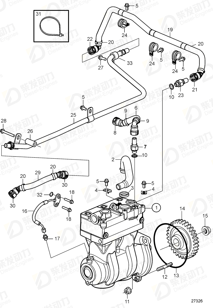 VOLVO De-carbonizing kit 22353228 Drawing